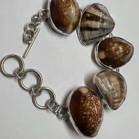 Esperanza 925 Seashell Toggle Bracelet Adjustable 7”-8.5” - Picture 2 of 6